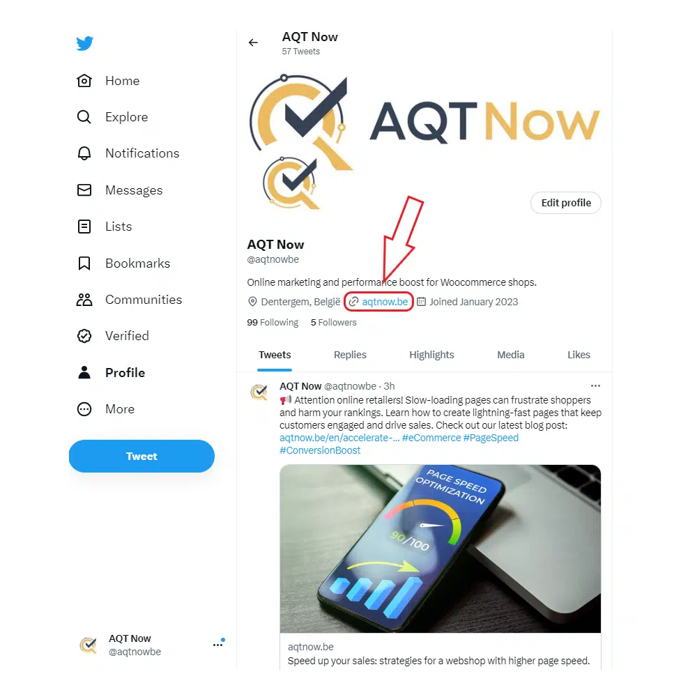 Backlink via Twitter